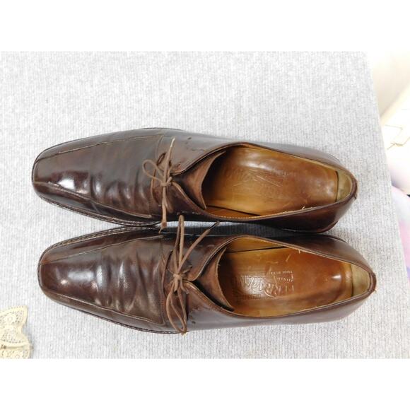 Salvatore Ferragamo Shoes Mens Size 9 Brown Leather Derby Cap Toe Italy main image 8